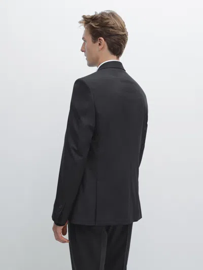 Massimo Dutti 100% Wool Suit Blazer In Black