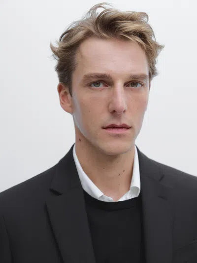 Massimo Dutti 100% Wool Suit Blazer In Black