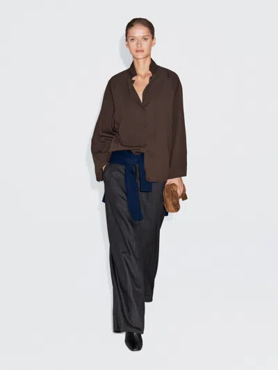 Massimo Dutti Textured Raglan Sleeve Shirt In Brown