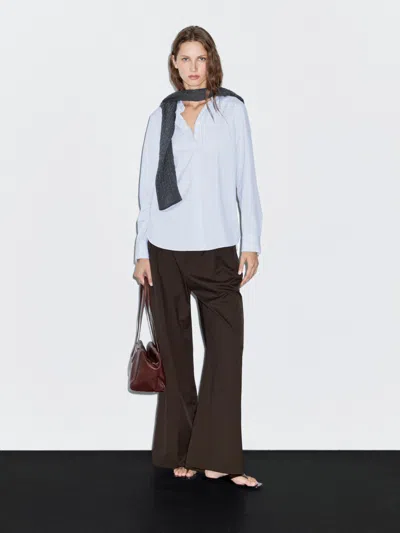 Massimo Dutti Striped Stretch Shirt In Blue