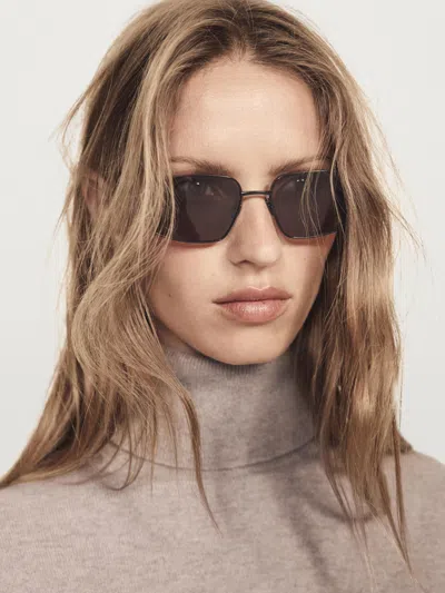 Massimo Dutti Knit 100% Cashmere Turtleneck Sweater In Brown