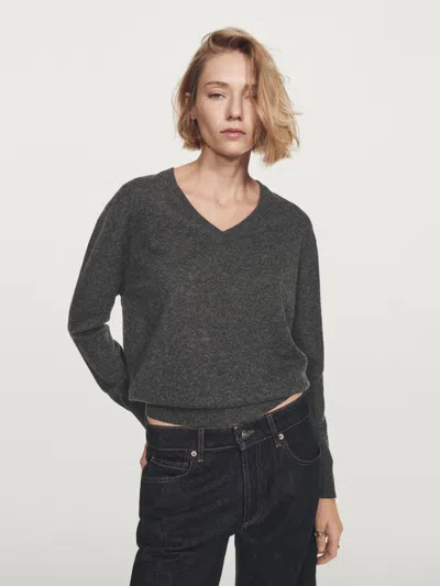 Massimo Dutti Knit 100% Cashmere V In Gray