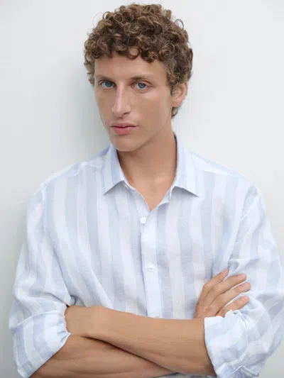 Massimo Dutti Regular Fit Wide Stripe Shirt In Multi