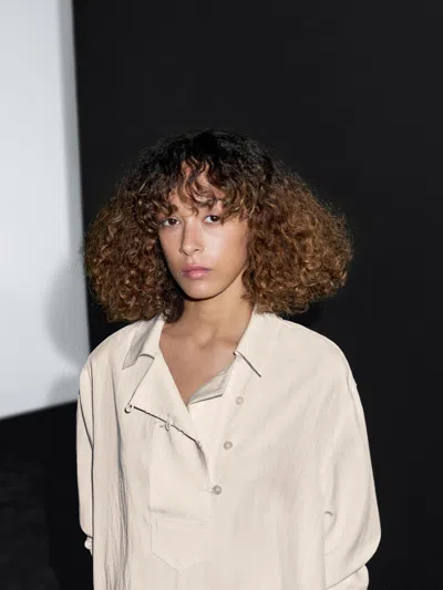 Massimo Dutti Flowing Blouse With Button Detail In White