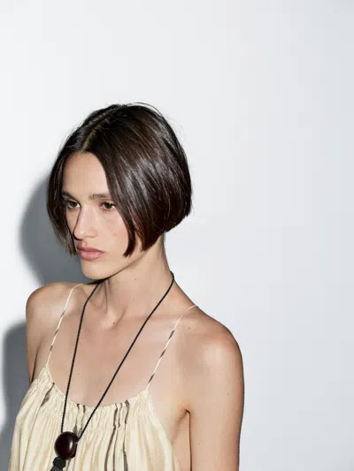 Massimo Dutti Flowing Stripe Print Midi Dress In Black