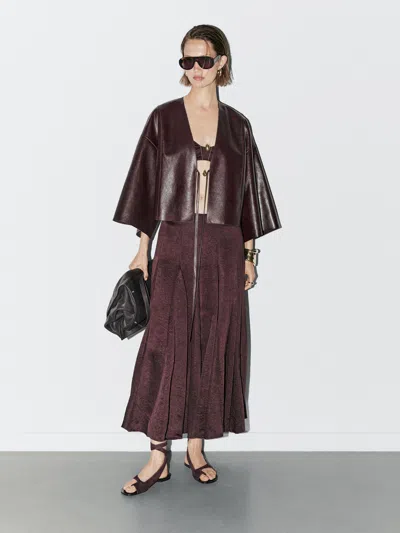 Massimo Dutti Flowing Midi Skirt With Godet Details In Burgundy