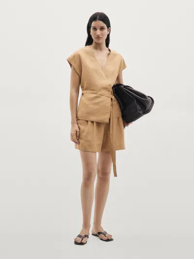 Massimo Dutti Short Flowing Bermuda Shorts In Brown