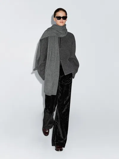 Massimo Dutti Knit Cardigan With Button Detail In Gray