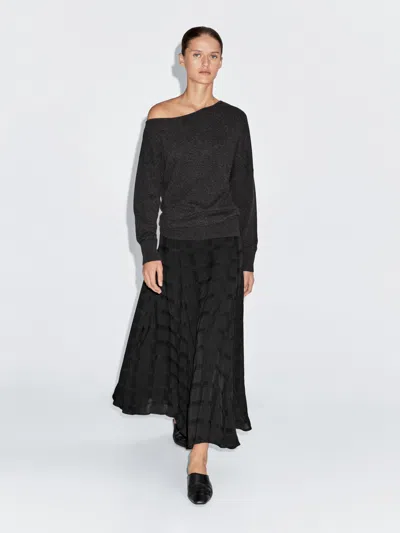 Massimo Dutti Long Flounce Skirt In Blue