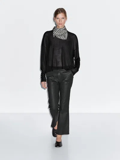 Massimo Dutti Flared Cropped Trousers In Black