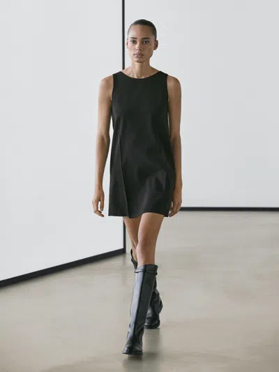 Massimo Dutti Wool Blend Mini Dress In Black