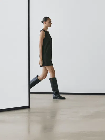 Massimo Dutti Wool Blend Mini Dress In Black