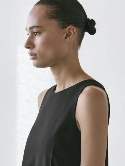 Massimo Dutti Wool Blend Mini Dress In Black