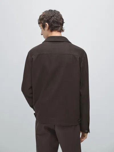 Massimo Dutti Total Look Wool Blend Jacket In Brown