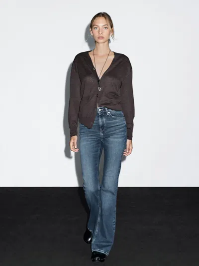 Massimo Dutti High Waist Bell Bottom Skinny Jeans In Blue