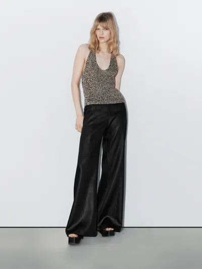 Massimo Dutti Flecked Knit Halter Top In Brown