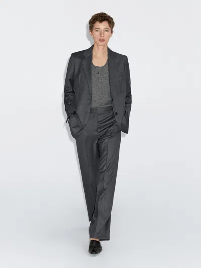 Massimo Dutti 100% Wool Flannel Suit Trousers In Gray
