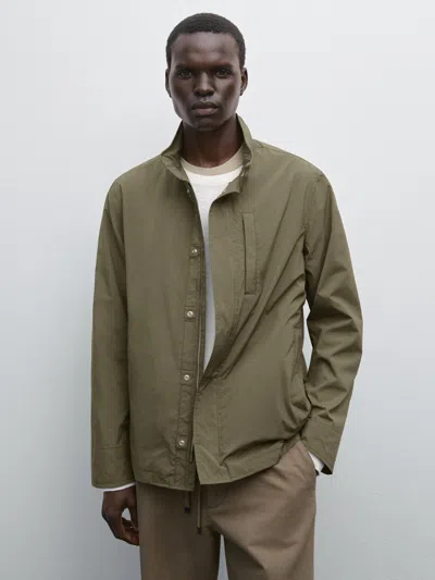 Massimo Dutti Technical Fabric Jacket In Green