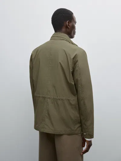 Massimo Dutti Technical Fabric Jacket In Green