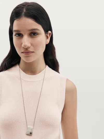 Massimo Dutti Knit Top With Crew Neck In Pink