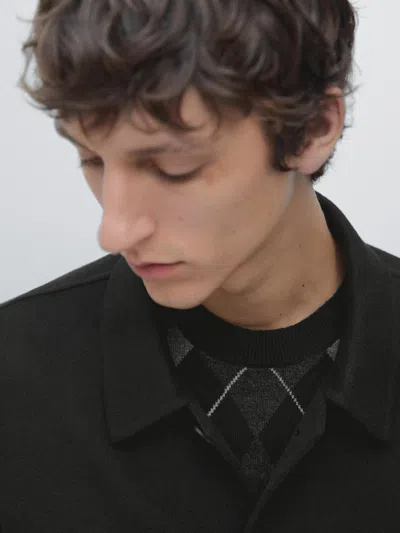 Massimo Dutti Short Wool Blend Overshirt In Multi