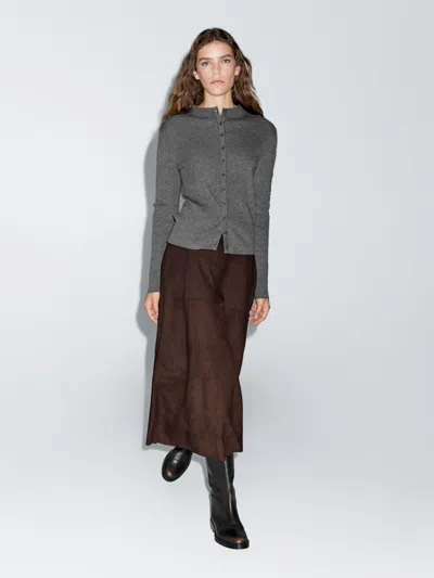 Massimo Dutti Ribbed Wool Blend Cardigan In Multi