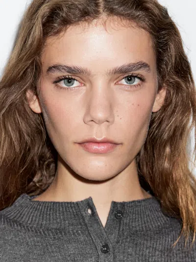 Massimo Dutti Ribbed Wool Blend Cardigan In Multi