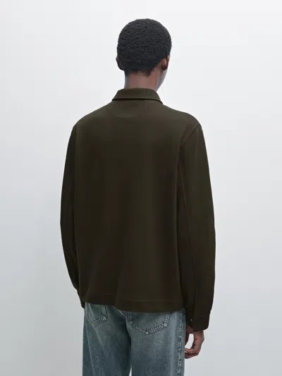 Massimo Dutti Cotton Blend Twill Jacket With Pockets In Black