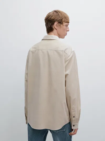 Massimo Dutti Regular Fit Corduroy Overshirt In Neutral
