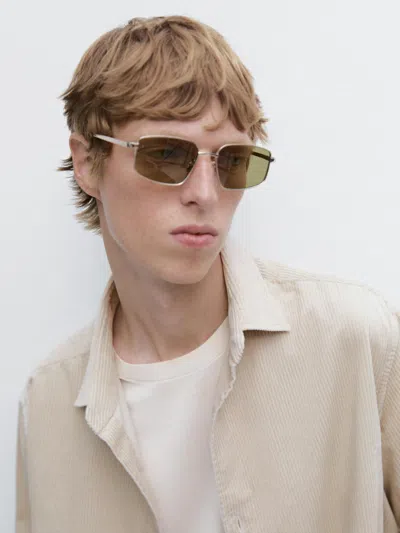 Massimo Dutti Regular Fit Corduroy Overshirt In Neutral