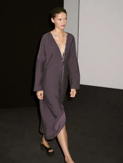 Massimo Dutti Long Tunic Dress In Purple