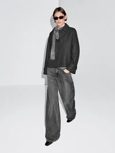 Massimo Dutti Short Wool Blend Raglan Sleeve Coat In Black