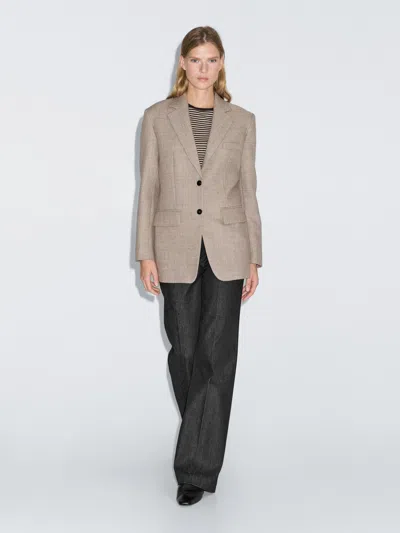 Massimo Dutti Flecked 100% Wool Blazer In Neutral