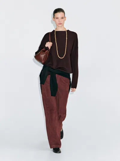 Massimo Dutti 100% Cashmere Oversize Knit Sweater In Burgundy
