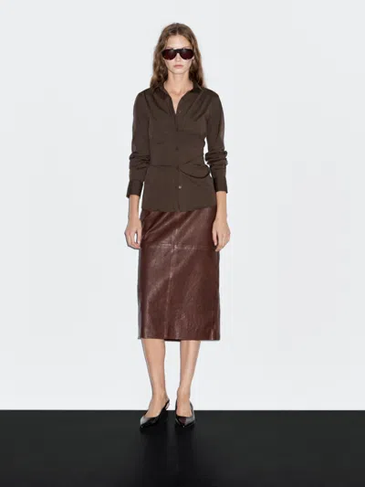 Massimo Dutti Cotton Blend Stretch Shirt In Brown