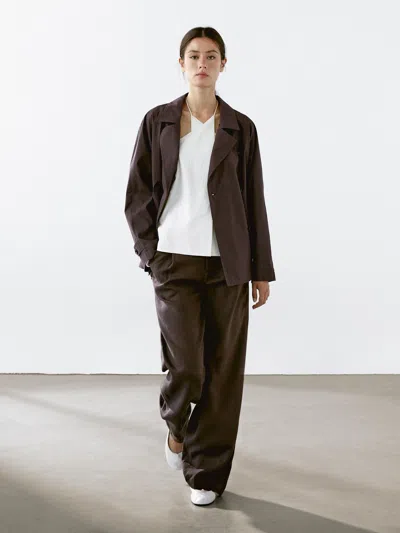 Massimo Dutti Cotton Blend Trench Coat With Back Detail In Brown