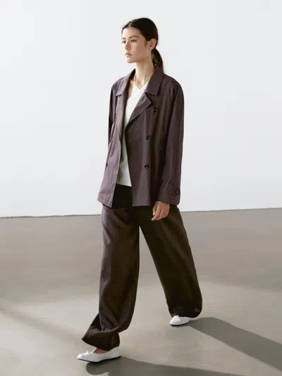 Massimo Dutti Cotton Blend Trench Coat With Back Detail In Brown