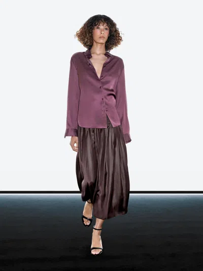 Massimo Dutti Pintuck Midi Skirt With Waxed Finish In Multi