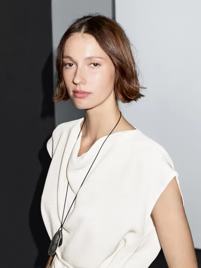 Massimo Dutti Crepe Top With Cowl Neckline In Multi