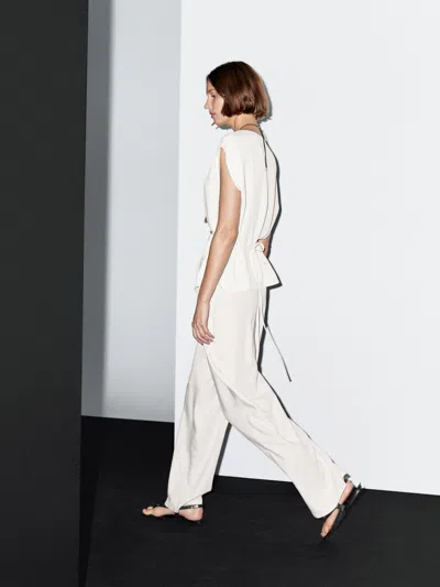 Massimo Dutti Crepe Top With Cowl Neckline In Multi