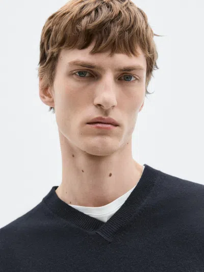 Massimo Dutti Wool And Cashmere Knit V In Multi