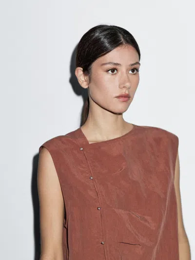 Massimo Dutti Blouse With Silver Button Fastening On The Side In Multi