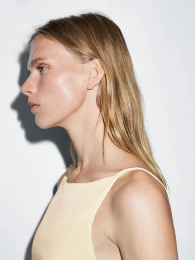 Massimo Dutti Short Dress With Back Detail In Yellow