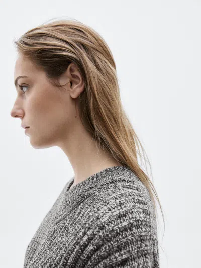 Massimo Dutti Flecked Knit Sweater In 100% Wool In Gray