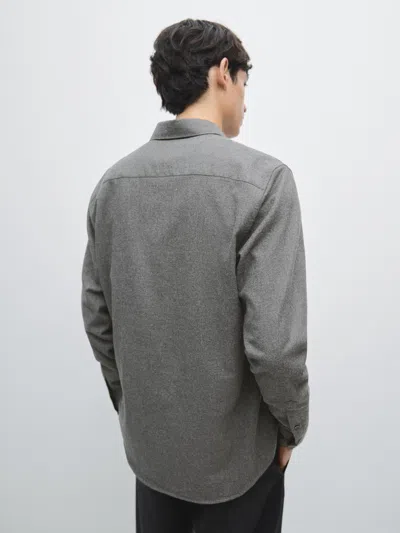 Massimo Dutti Regular Fit Check Texture Melange Shirt In Animal Print