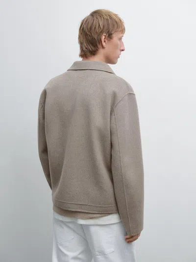 Massimo Dutti Double Wool Blend Zip In Multi