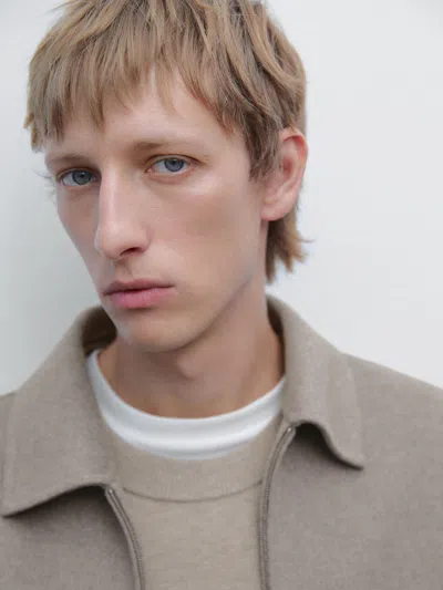 Massimo Dutti Double Wool Blend Zip In Multi