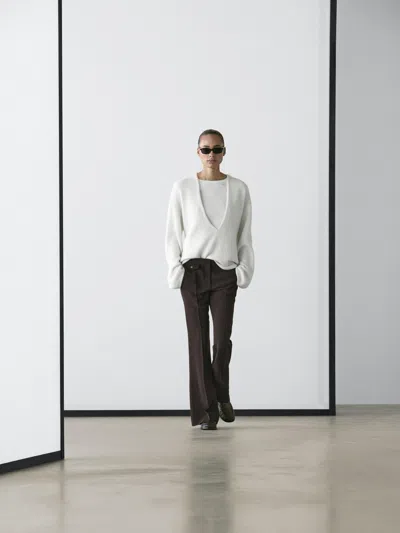 Massimo Dutti Flared Trousers With Pocket In Multi