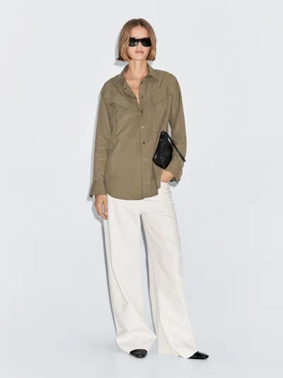 Massimo Dutti Long Shirt With Pocket Details In Multi