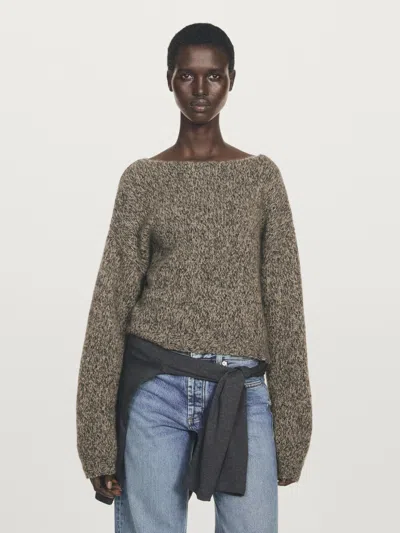Massimo Dutti 100% Cashmere Knit Boat Neck Sweater In Multi